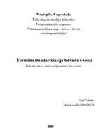 Research Papers 'Terminu standartizācija latviešu valodā', 1.