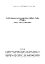 Research Papers 'Antibiotikas un rezistence pret tām: šķērslis cīņā ar infekcijām', 1.