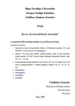 Essays 'Ekonomiskā politika un problēmas Latvijā', 1.