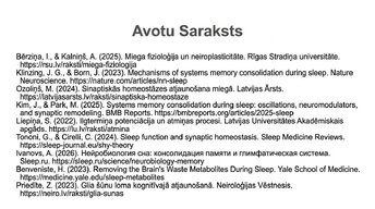 Presentations 'Neirobioloģija: miegs, atmiņa un sinaptiskā plasticitāte', 15.