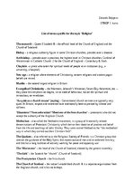 Summaries, Notes 'List of terms specific for the topic "Religion"', 1.