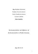 Research Papers 'Environmentalism and Influence of Environmentalists in Worlds Economy', 1.