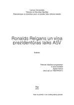 Research Papers 'Ronalds Reigans un viņa prezidentūras laiks ASV', 1.