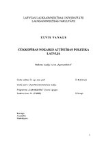 Research Papers 'Cūkkopības nozares attīstības politika Latvijā', 1.