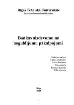 Research Papers 'Bankas aizdevumu un noguldījumu pakalpojumi', 1.