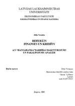 Research Papers 'A/s "Hansabanka" darbības analīze un pakalpojumu raksturojums', 1.