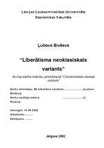 Research Papers 'Liberālisma neoklasiskais variants', 1.