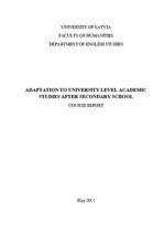 Summaries, Notes 'Adaptation to University Level Academic Studies after Secondary School', 1.