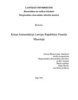 Essays 'Krīzes komunikācija Latvijas Republikas Finanšu ministrijā', 1.