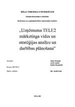 Research Papers 'Uzņēmuma "Tele2" mārketinga vides un stratēģijas analīze un darbības plānošana', 1.