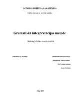 Research Papers 'Gramatiskā interpretācijas metode', 1.