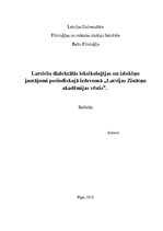 Research Papers 'Latviešu dialektālās leksikoloģijas un izlokšņu jautājumi periodiskajā izdevumā ', 1.