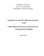 Research Papers 'Learning Vocabulary through Listening Tasks', 1.
