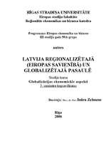 Summaries, Notes 'Latvija reģionalizētajā (Eiropas Savienībā) un globalizētajā pasaulē', 1.