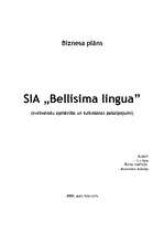 Business Plans 'SIA "Bellisima lingua"', 1.