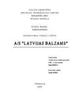 Research Papers 'AS "Latvijas Balzams"', 1.