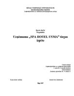 Research Papers 'Uzņēmuma "SPA Hotel Usma" tirgus izpēte', 1.