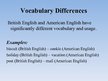 Research Papers 'Differences between British and American English', 7.