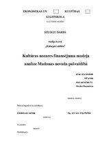 Research Papers 'Kultūras nozares finansējuma modeļa analīze Madonas novada pašvaldībā', 1.