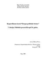 Summaries, Notes 'Politiskie procesi Eiropā 20.gados', 1.