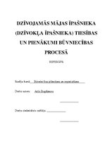 Research Papers 'Dzīvojamās mājas īpašnieka (dzīvokļa īpašnieka) tiesības un pienākumi būvniecība', 1.