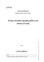 Research Papers 'Eiropas Savienības reģionālā politika un tās ietekme uz Latviju', 1.