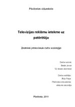 Research Papers 'Televīzijas reklāmu ietekme uz patērētāju', 1.