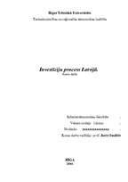 Research Papers 'Investīciju process Latvijā', 1.