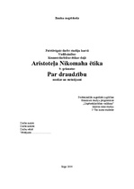 Summaries, Notes 'Aristotelis "Nikomaha ētika". 9.grāmatas "Par draudzību" analīze un secinājumi', 1.