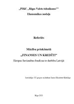 Research Papers 'Eiropas Savienības fondi un to darbība Latvijā', 1.