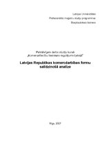 Essays 'Latvijas Republikas komercdarbības formu analīze', 1.