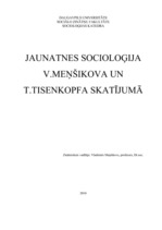 Research Papers 'Jaunatnes socioloģija V.Meņšikova un T.Tisenkopfa skatījumā', 1.