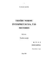 Research Papers 'Tiesību normu interpretācija, tās metodes', 1.