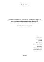 Research Papers 'Prezidenta institūts un parlamenta atlaišana: Latvijas un Francijas konstitucion', 1.