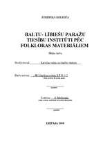 Research Papers 'Baltu - lībiešu paražu tiesību institūti pēc folkloras materiāliem', 1.