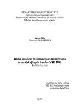Research Papers 'Riska analīzes informācijas izmantošana tematiskajās pārbaudēs VID RRI', 1.