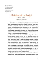 Research Papers 'Pārspriedums par Maksa Vēbera darbu "Politika kā profesija"', 1.