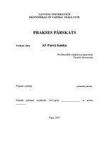 Practice Reports 'Prakses darbs a/s "Parex Banka"', 1.