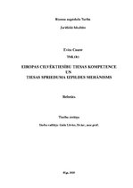 Research Papers 'Eiropas Cilvēktiesību tiesas kompetence un  tiesas sprieduma izpildes mehānisms', 1.