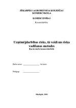 Research Papers 'Uzņēmējdarbības risks, tā veidi un riska vadīšanas metodes', 1.