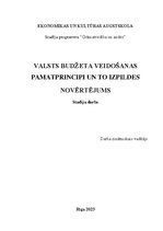 Research Papers 'Valsts budžeta veidošanas pamatprincipi un to izpildes novērtējums', 1.