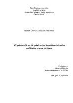 Essays 'XX gadsimta 20. un 30.gadu Latvijas Republikas civiltiesību unifikācijas procesu', 1.