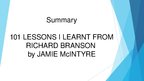 Presentations '"101 Lessons I Learnt From Richard Branson" by Jamie McIntyre', 1.