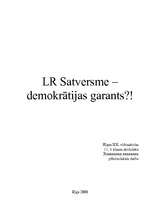 Research Papers 'LR Satversme - demokrātijas garants?', 1.