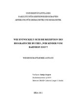 Research Papers 'Wie Entwickelt sich die Rezeption des Biografische Buches "Wir kinder vom Bahnho', 1.