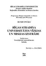 Research Papers 'Rīgas Stradiņa universitātes vīzijas un misijas izstrāde', 1.