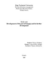 Research Papers 'Development of the Port of Liepaja and Its Further Development', 1.