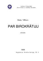 Research Papers 'Makss Vēbers: par birokrātiju', 1.
