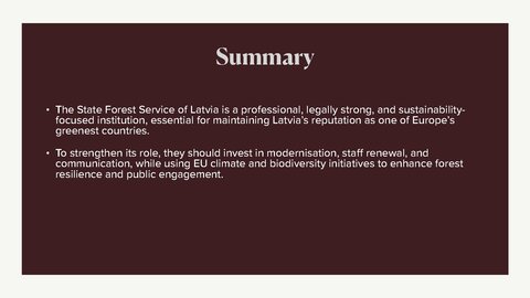 Presentations 'State Forest Service Republic of Latvia', 8.