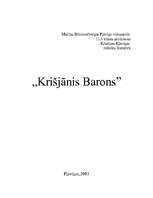 Research Papers 'Krišjānis Barons', 1.
